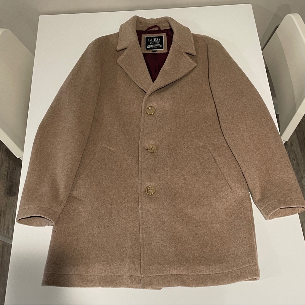 GUESS Men's Tan Wool Coat